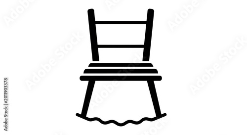 Simple black line of a wooden chair with four legs and a backrest furniture