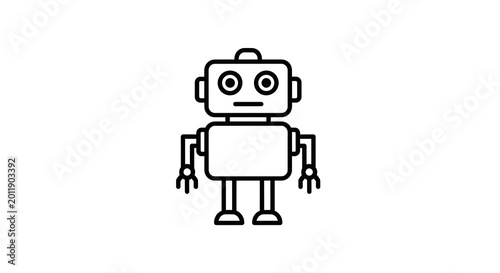 Simple line of a robot character with a friendly face