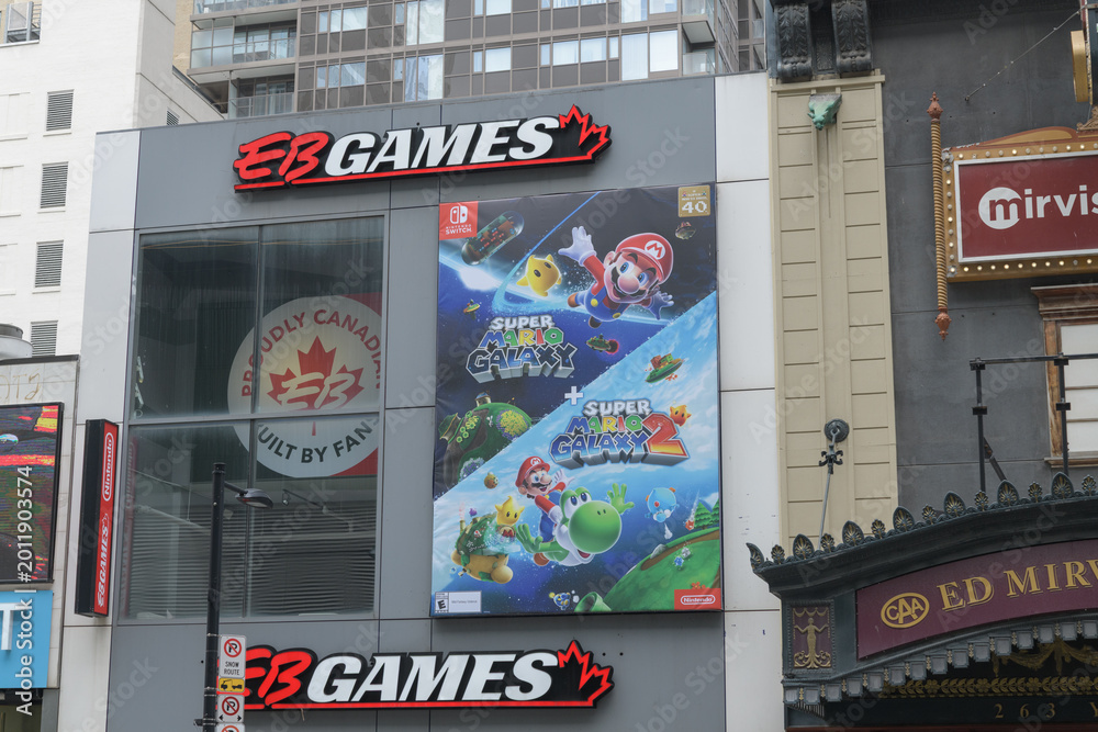 Fototapeta premium exterior building and sign of EB Games located at 267 Yonge St, Toronto