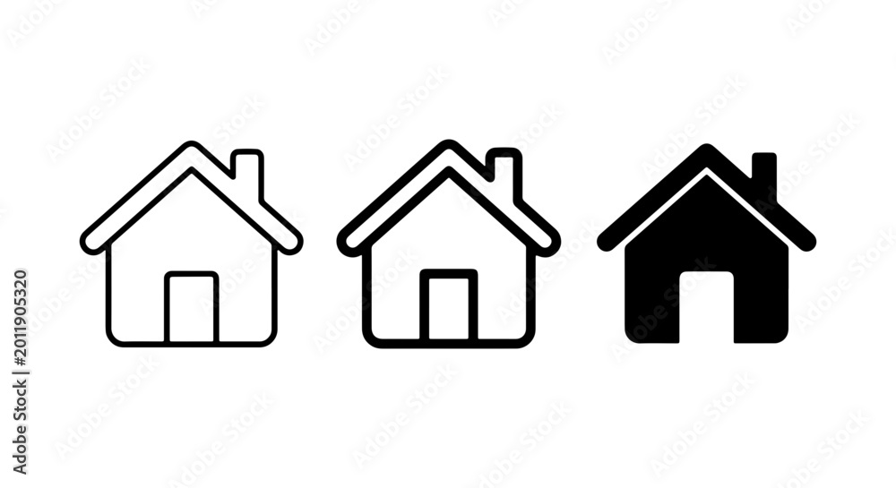 Fototapeta premium House Icon Set Black And White Vector Design