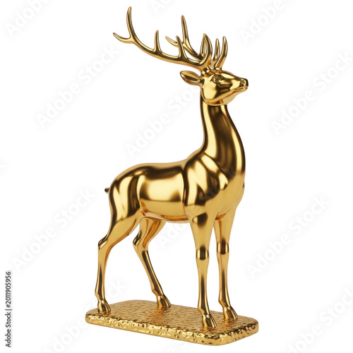 Golden deer statue with antlers