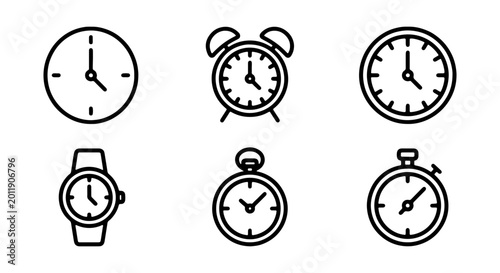 Canvas-taulu Vector Icons Set: Classic and Modern Timepieces, Alarm Clocks, Stopwatches, Wris