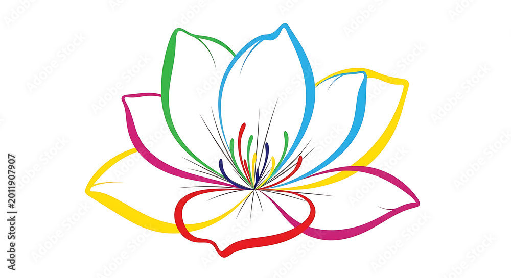 Fototapeta premium Vibrant multicolored floral pattern with overlapping petals and leaves in a style