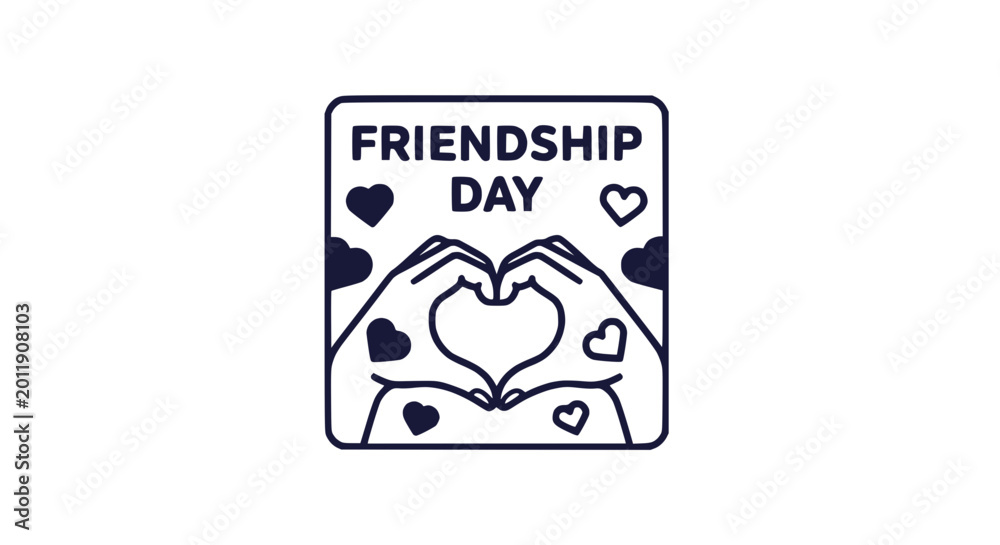 Fototapeta premium Friendship Day Hands Heart Shape Icon - Love and Connection Symbol