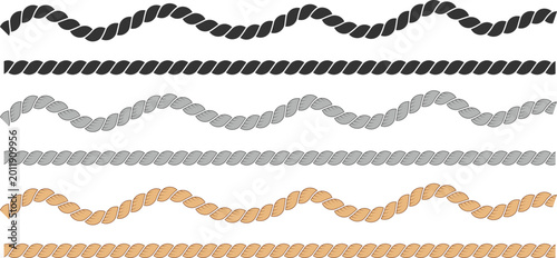 Canvas-taulu Wavy rope curve line set
