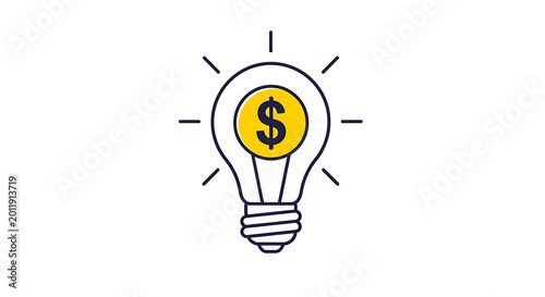Yellow lightbulb with dollar sign symbolizing bright ideas and financial success