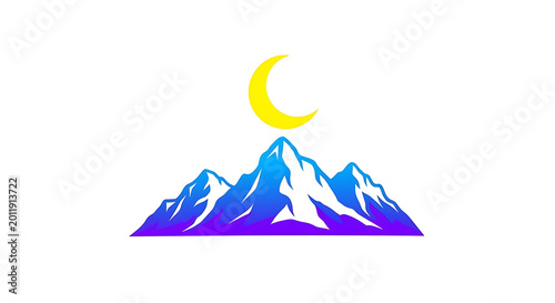 Yellow lightbulb on purple geometric mountain shape