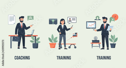 Obraz na płótnie Business professionals conducting coaching and training sessions with presentati