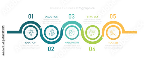 Timeline infographic template, horizontal timeline steps process chart template. Business concept with 10 options, Vector illustration.