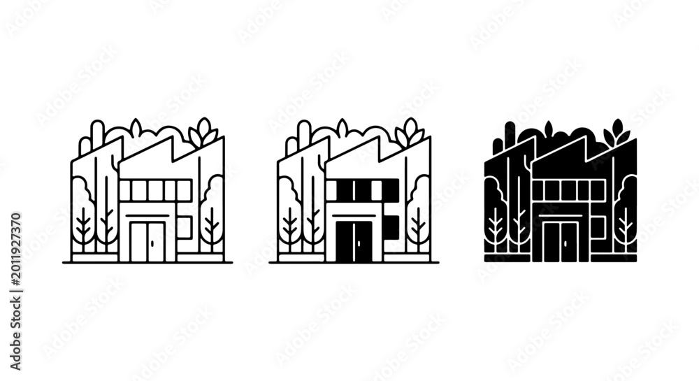 Fototapeta premium House Icon Set Black And White Vector Design