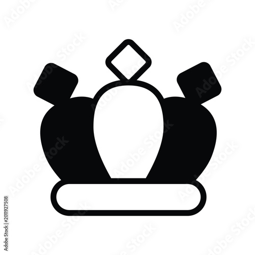 Stylized black and white crown icon with monarchy illustration leadership