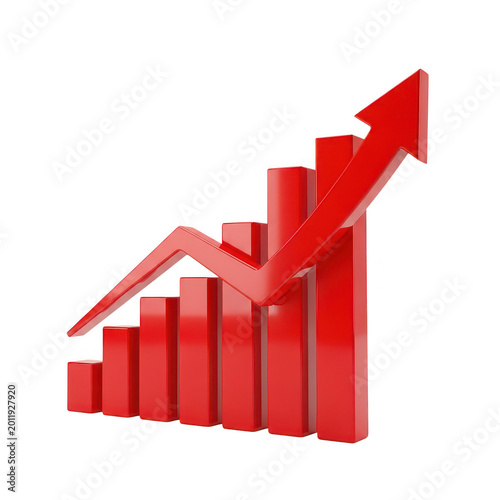 3D Glossy Red Business Growth Bar Chart with an Upward Rising Arrow Representing Financial Success, Profit Increase and Market Progress Isolated on Transparent Background. Free Download 3D Glossy Red Business Growth Bar Chart with an Upward Rising Arrow Representing Financial Success, Profit Increase and Market Progress Isolated on Transparent Background. - GFXLoad