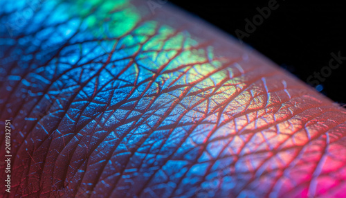 Skin illuminated with rainbow colors