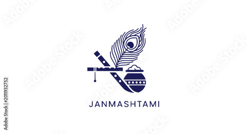 Schilderij op canvas Janmashtami Festival Hindu Religious Symbol 2.