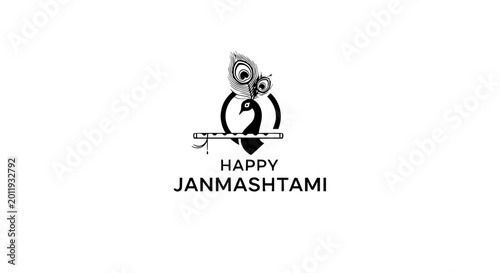 Foto Krishna Playing Flute Happy Janmashtami.