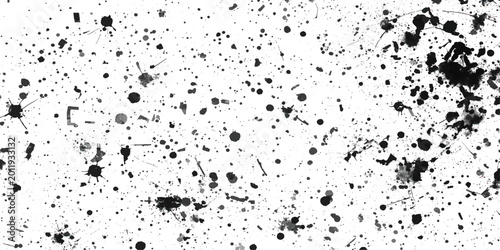 Fotografi Black and white grunge background with ink splat and paint splash texture illust