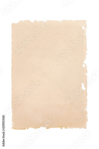 Vintage Aged Parchment Paper Texture with Torn Edges on PNG 
