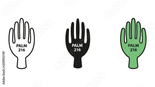 Tableau sur toile palm reading hand symbols with numbers flat design vector illustration