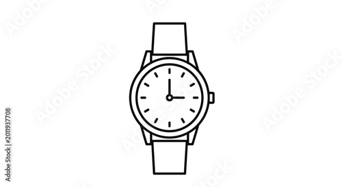 Simple line icon of a classic analog wristwatch showing the time at exactly three o'clock on a plain white background.