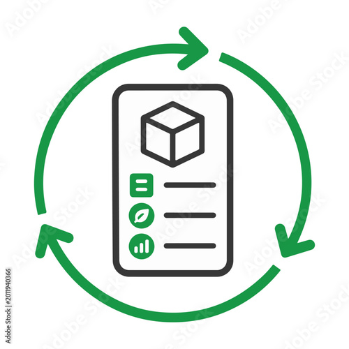 Circular product data icon for recycling and digital product passport