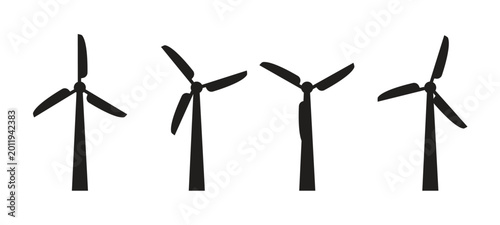 silhouettes of wind turbines, vector illustration