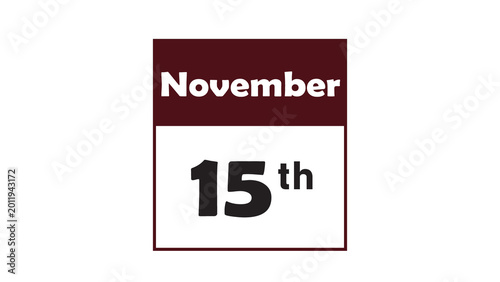 November 15th daily calendar icon vector illustration in minimalist style