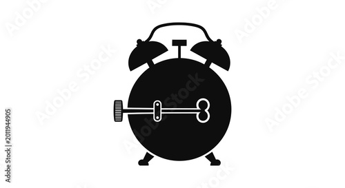 Tableau sur toile Alarm clock with ringing bell black silhouette high quality professional detaile