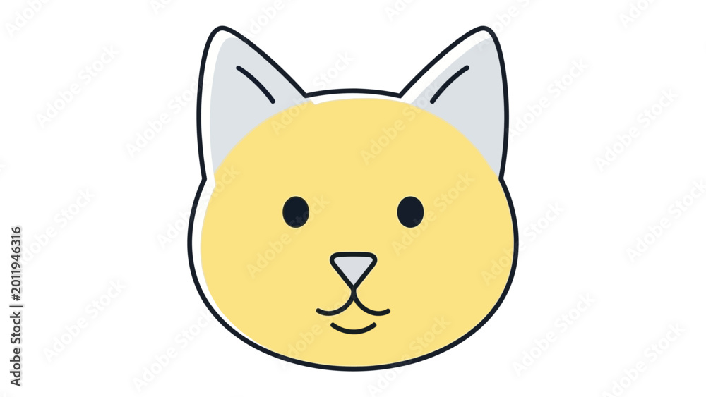 Fototapeta premium Cute yellow cat head icon simple cartoon animal illustration