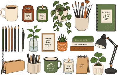 COZY ART DESK OBJECTS.eps