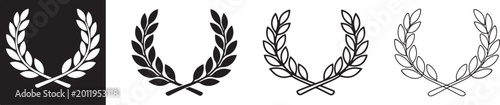 Foto Laurel Wreath Circular Leaf Branch Frame Icon Set.
