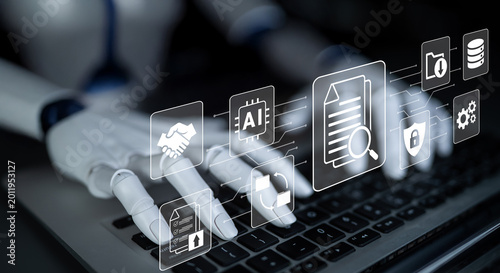 Quadro em tela Artificial intelligence enhances document management and AI integration to stren