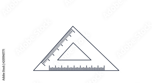 Simple line icon of a triangular ruler or set square used for geometry measurements and technical drawing projects.