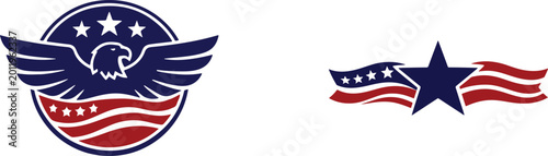 Tableau sur toile Memorial Day icon vector set, USA patriotic symbols and tribute design eps