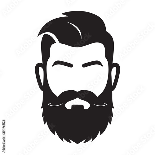 Canvas Print Stylized man's face with beard and mustache