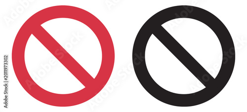 Konstfotografi Prohibition sign icon set, red black stop symbols, no entry restricted access wa