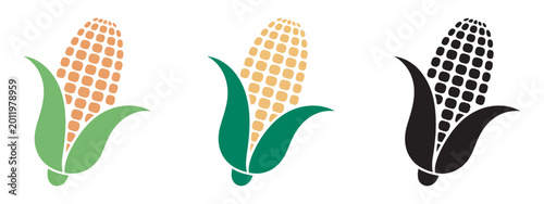 Tableau sur toile Ear of corn set, fresh agricultural produce symbol, abundance concept design, vi