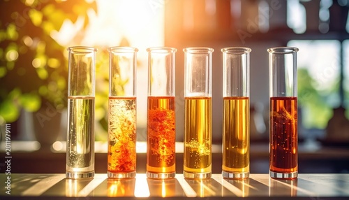 Laboratory test tubes with colorful liquids scientific research concept