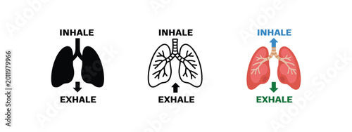 Bild auf Leinwand breathing exercise diagram lungs inhale exhale arrows wellness self care icon ve