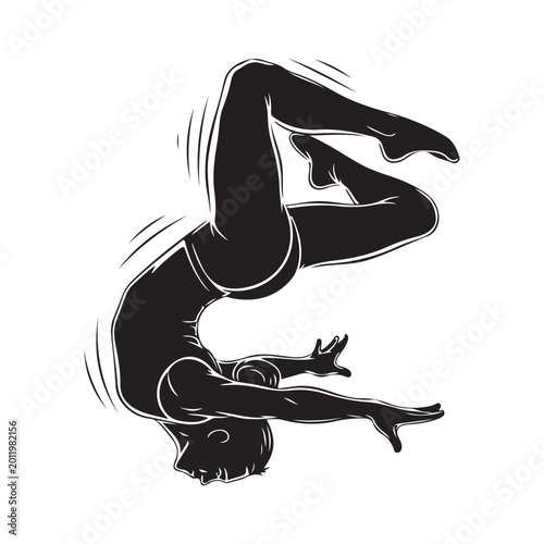 Fotografie Silhouette of a gymnast performing a complex pose