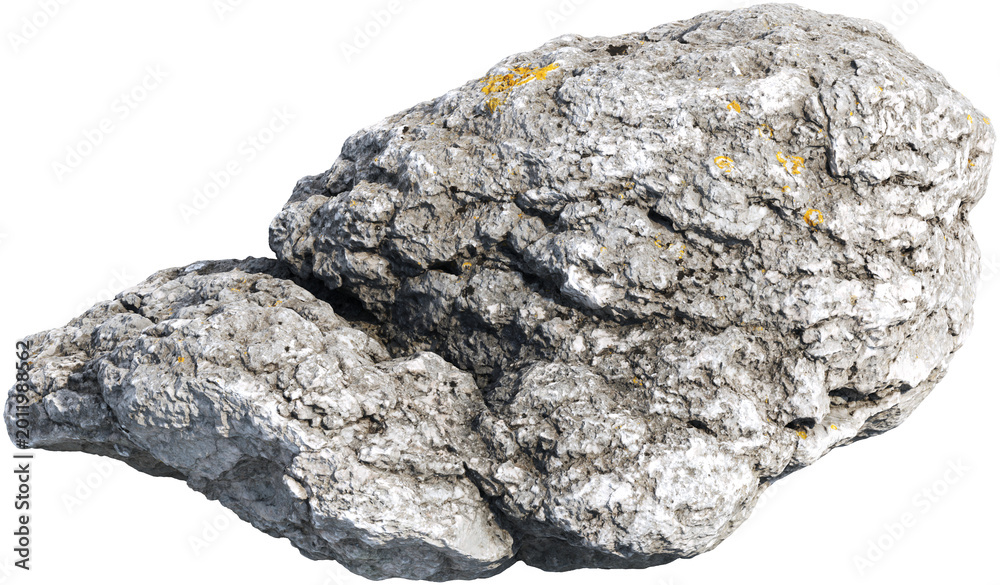 Fototapeta premium Weathered Granite Rock Isolated on Transparent Background