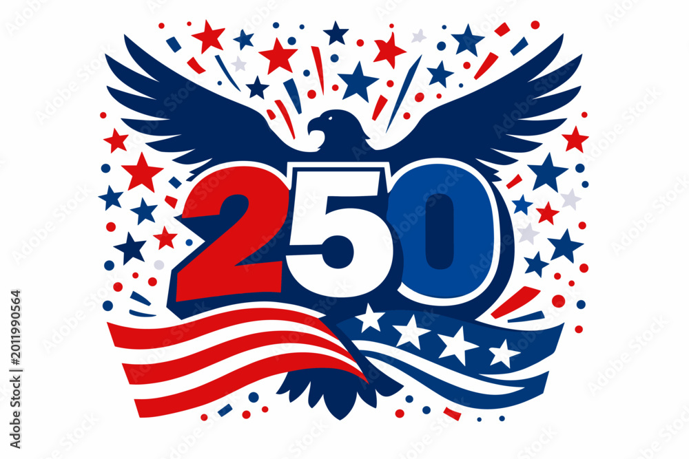 Fototapeta premium USA 250th anniversary festivity and generational pride concept featuring a
