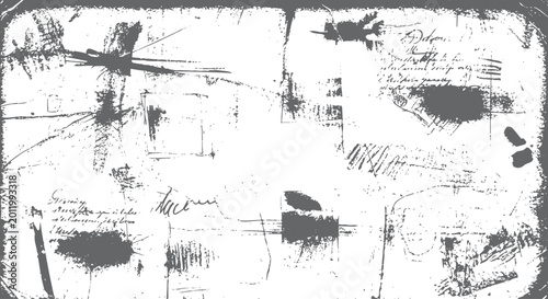 Foto Grunge texture with scribbled handwriting and smudges