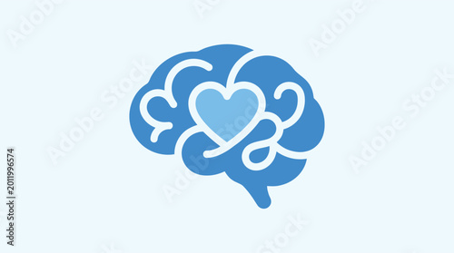 Canvastavla Brain icon with heart symbol inside, representing mental health and emotional in