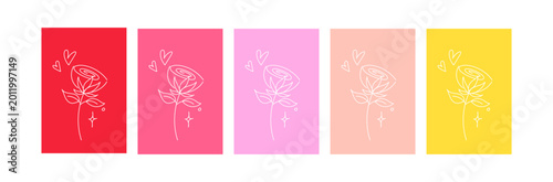Bright set of rose illustrations in vivid color print blocks, decorative floral design collection, modern artistic background, bold botanical theme, creative visual concept for interior decoration