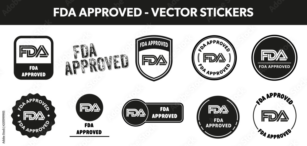 Obraz premium FDA approved - vector stickers for product information on package.
