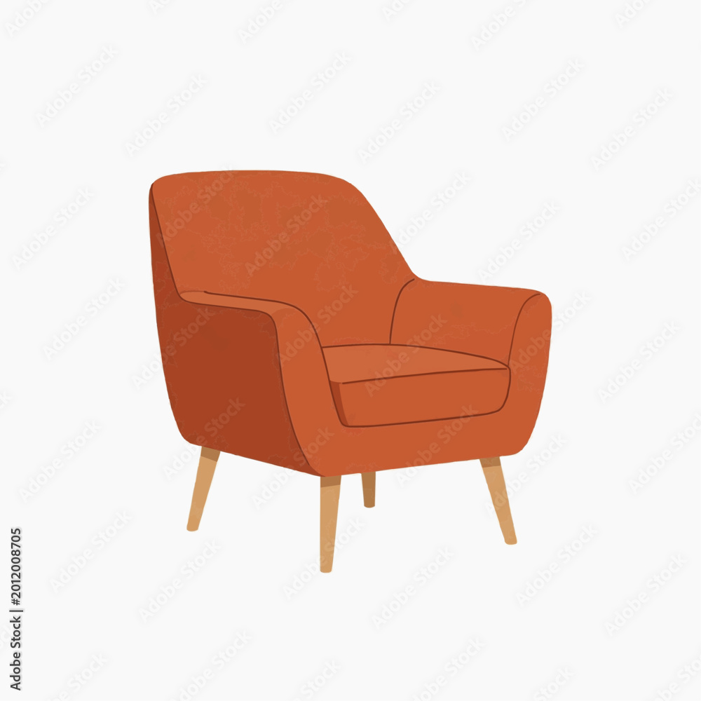 Fototapeta premium Burnt Orange Armchair Furniture Icon