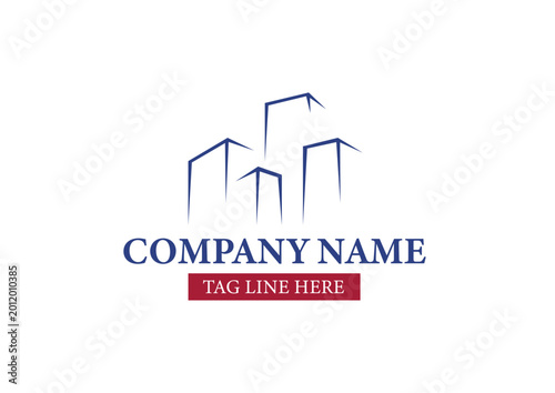 Clean and minimalist real estate logo featuring abstract building shapes, perfect for property, construction, and corporate branding.