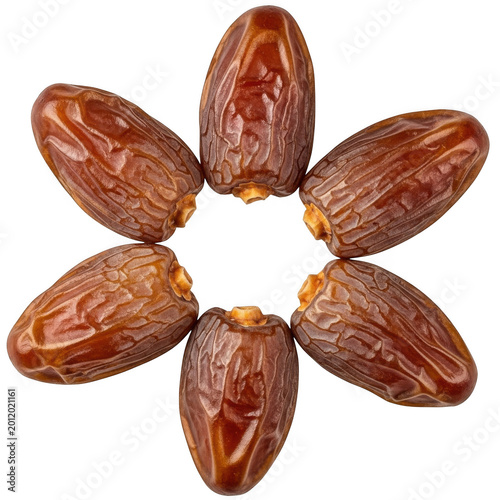 Six dates arranged in a circle on a white background