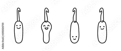 crochet-hook cute monoline vector set collection