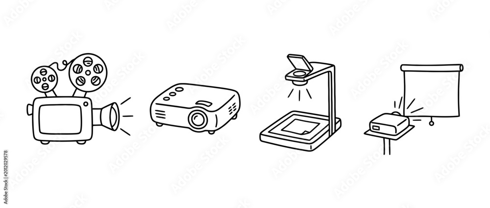 Fototapeta premium projector cute monoline vector set collection